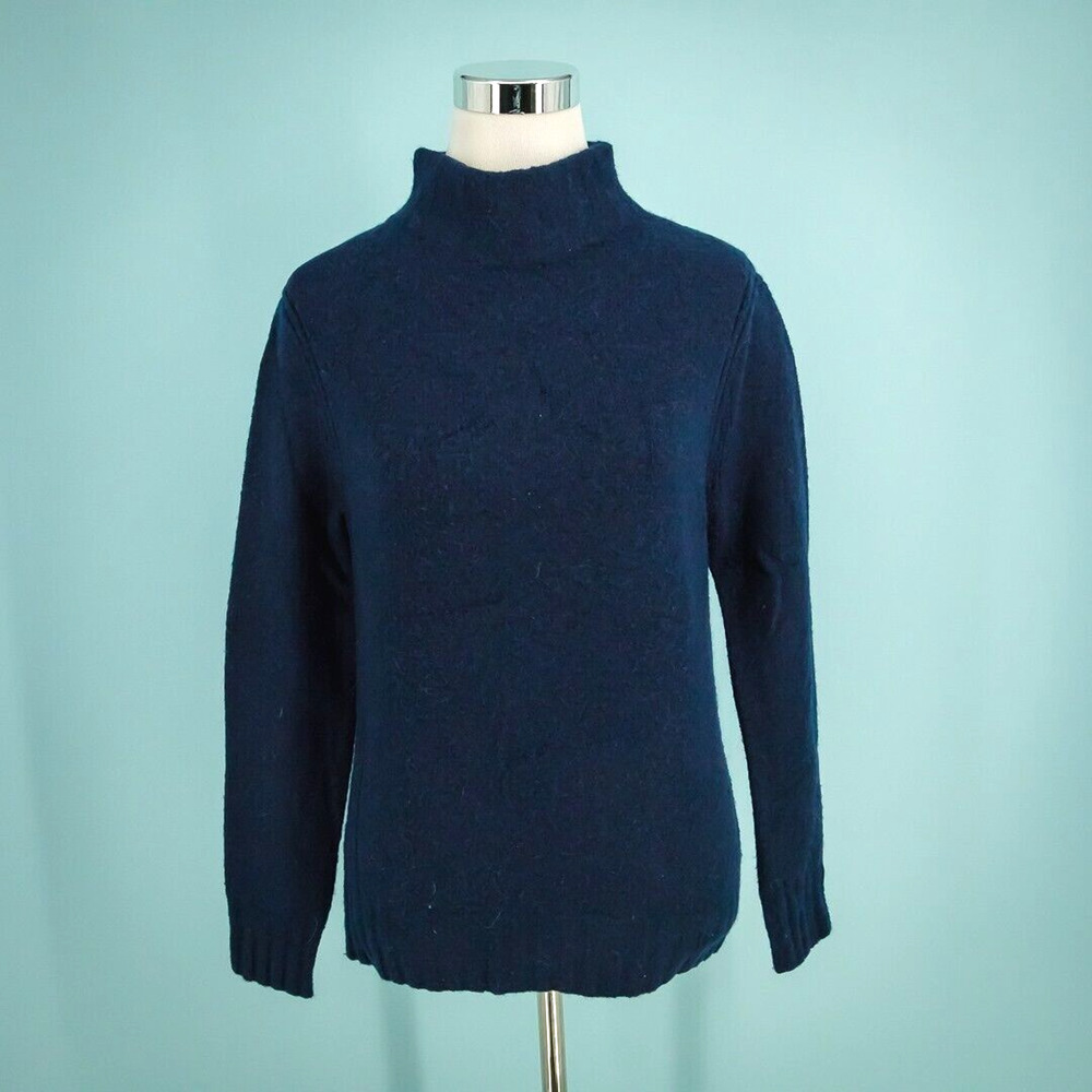 Point Sur J. Crew Size XS Blue Mock Neck Merino Wool Alpaca Pullover Sweater